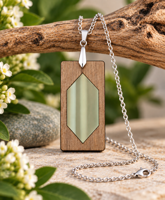 Mint Sorbet – Walnut  Acrylic Necklace - Made in NZ