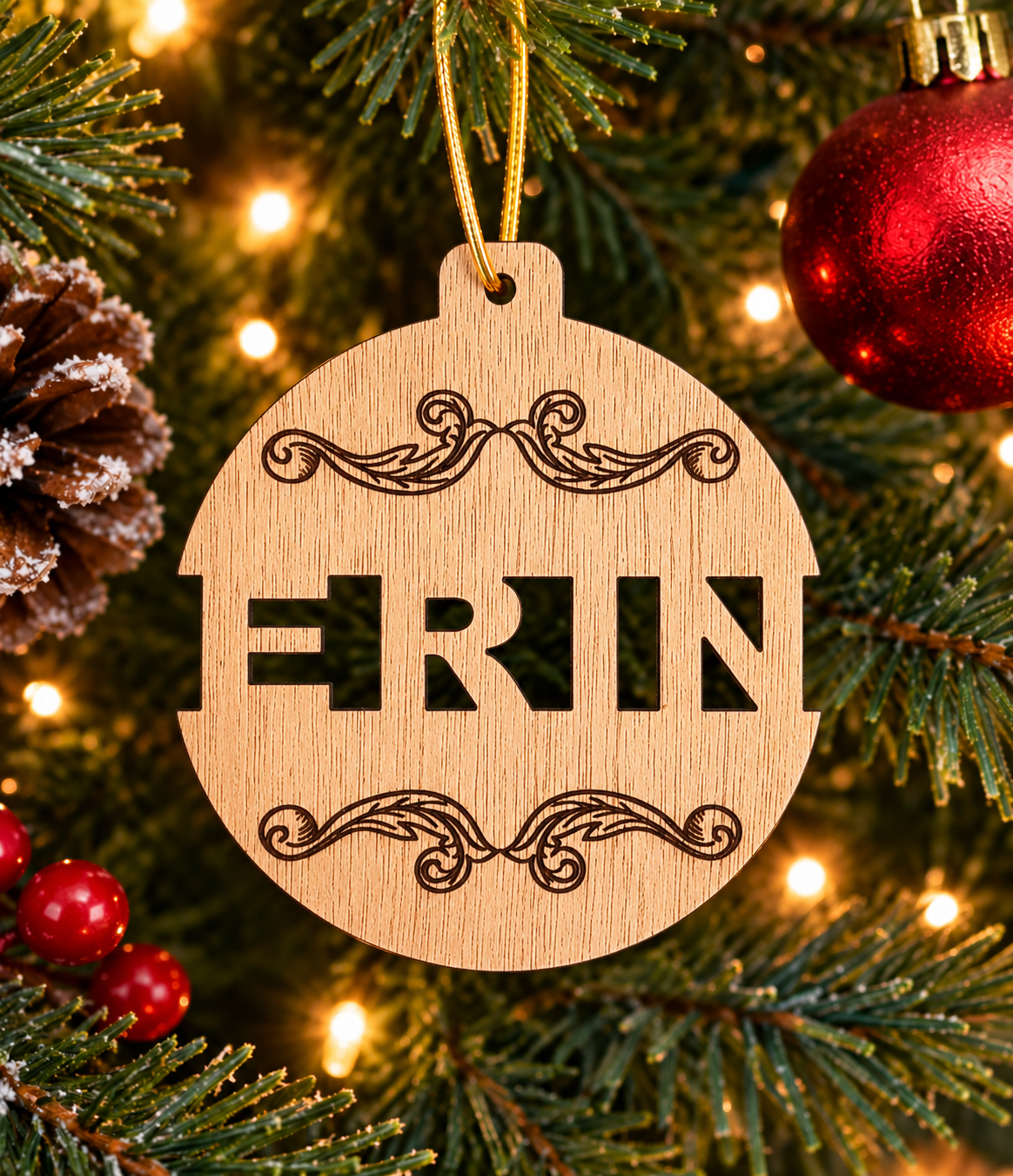 Early bird special - Personalized wooden Christmas decoration