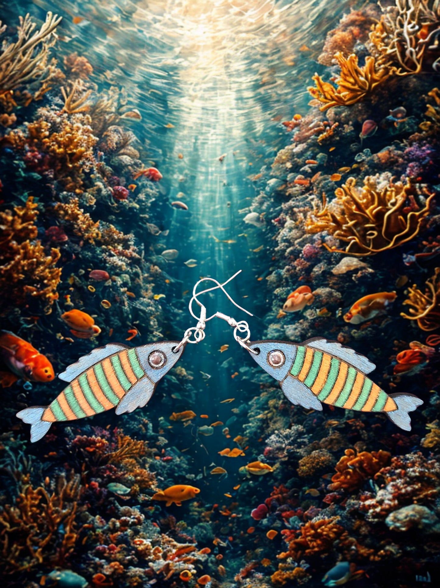 Hand painted fish earrings