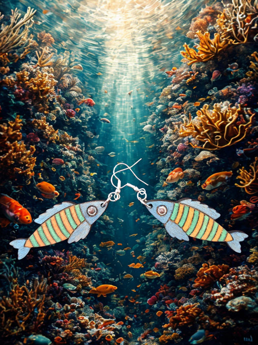 Hand painted fish earrings