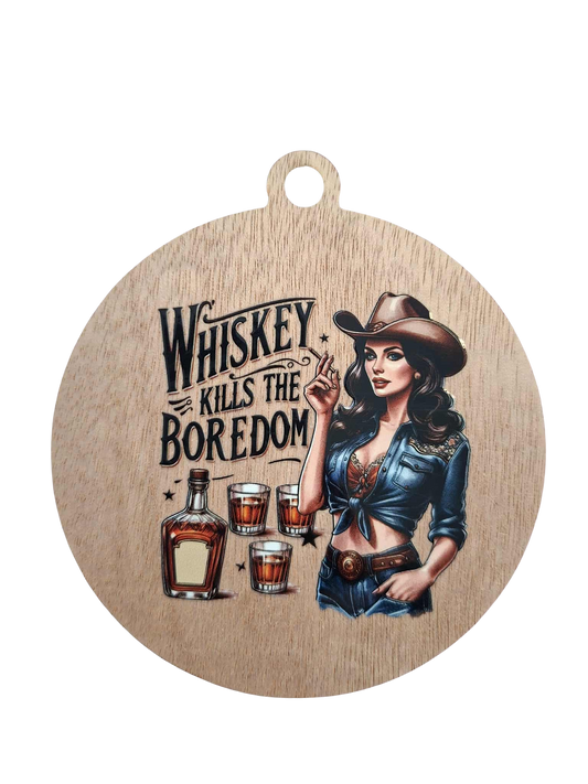 Retro Whiskey kills boredom magnet/hanger
