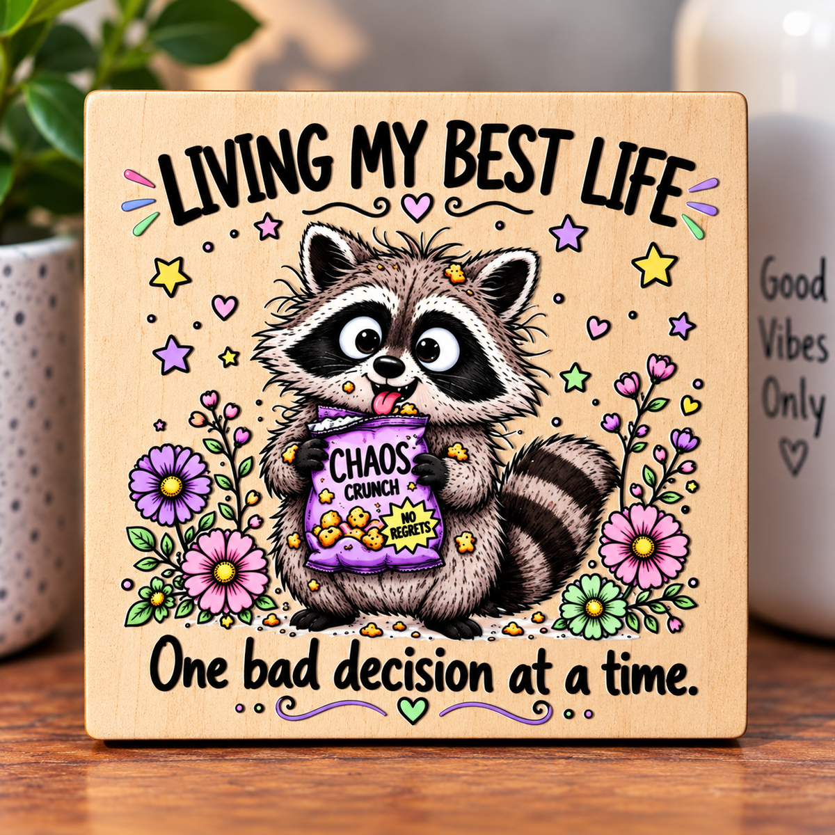 Living My Best Life – One Bad Decision at a Time – Funny Wooden Fridge Magnet