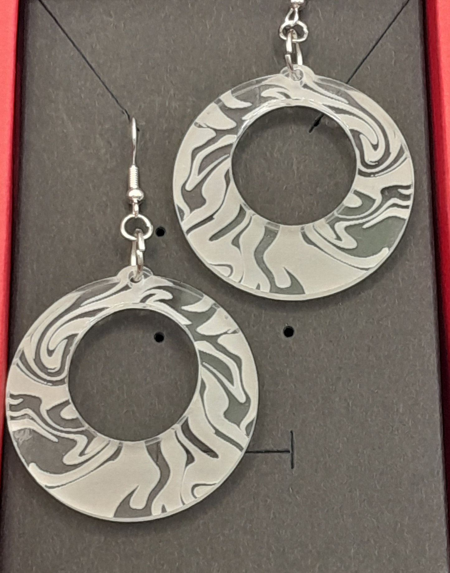 Hoop earrings - laser cut and engraved swirl
