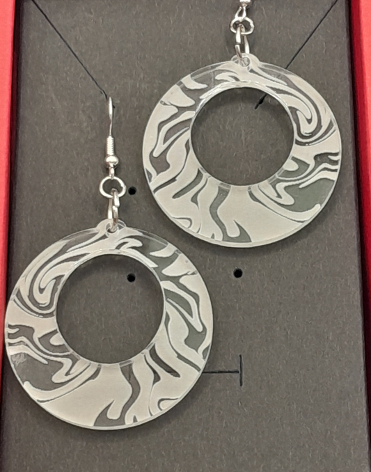 Hoop earrings - laser cut and engraved swirl