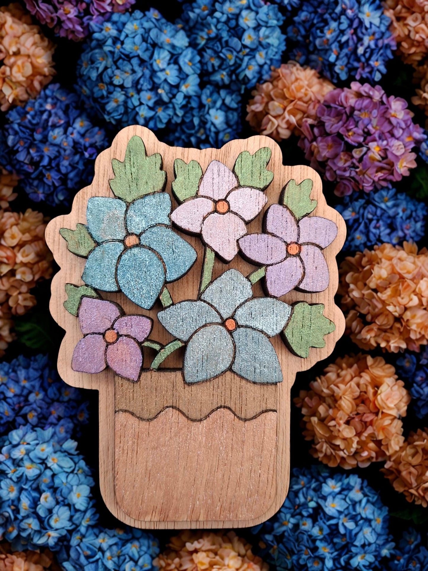 Hand painted flower magnet