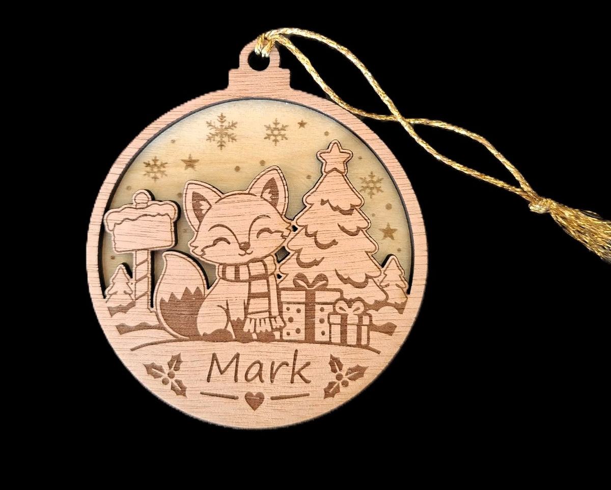 Personalised Fox Christmas Decoration