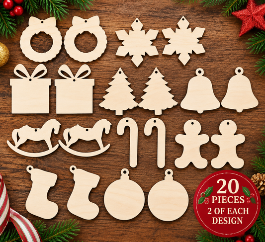 Decorate Your Own Christmas – 20 Wooden Christmas Shapes value pack