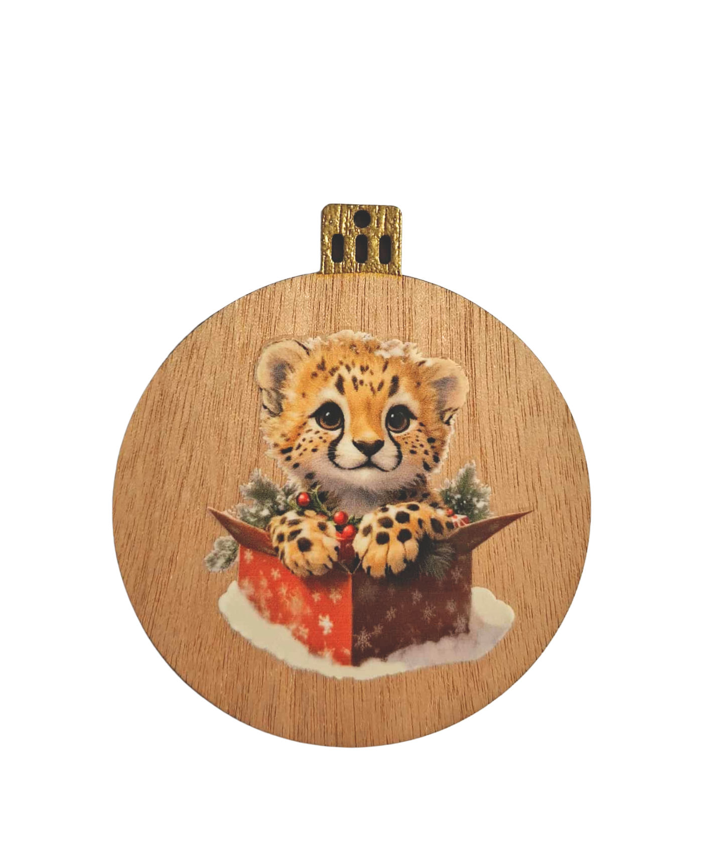 Set of four wooden cute animal Christmas decorations
