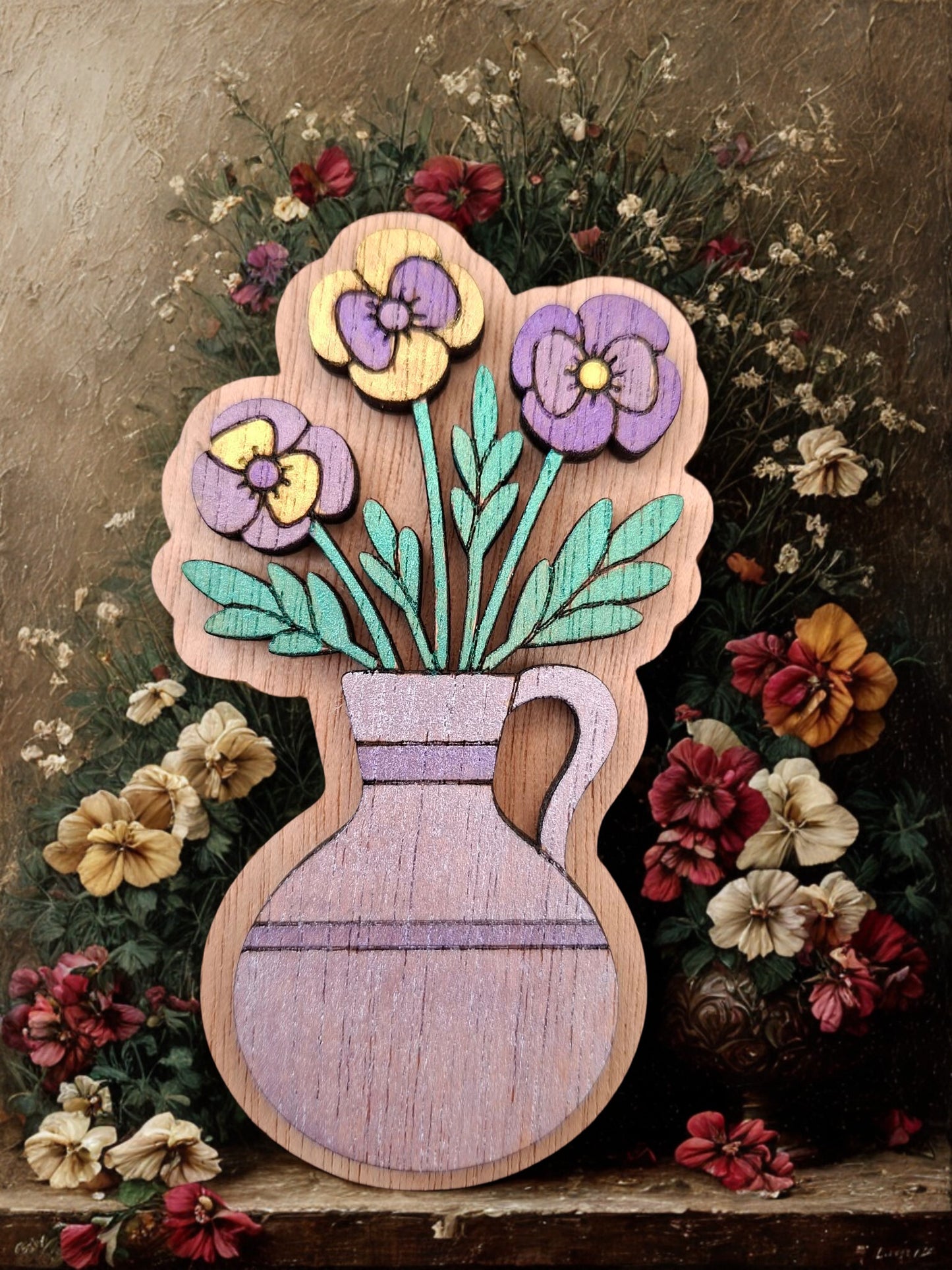 Hand painted flower magnet