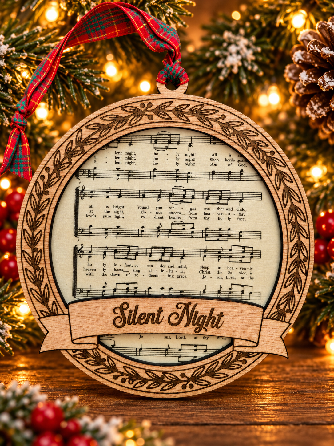 Christmas Musical Score Wooden Decoration - Silent Night XL