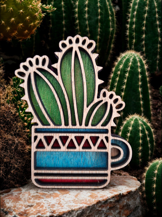 Hand coloured plant magnet