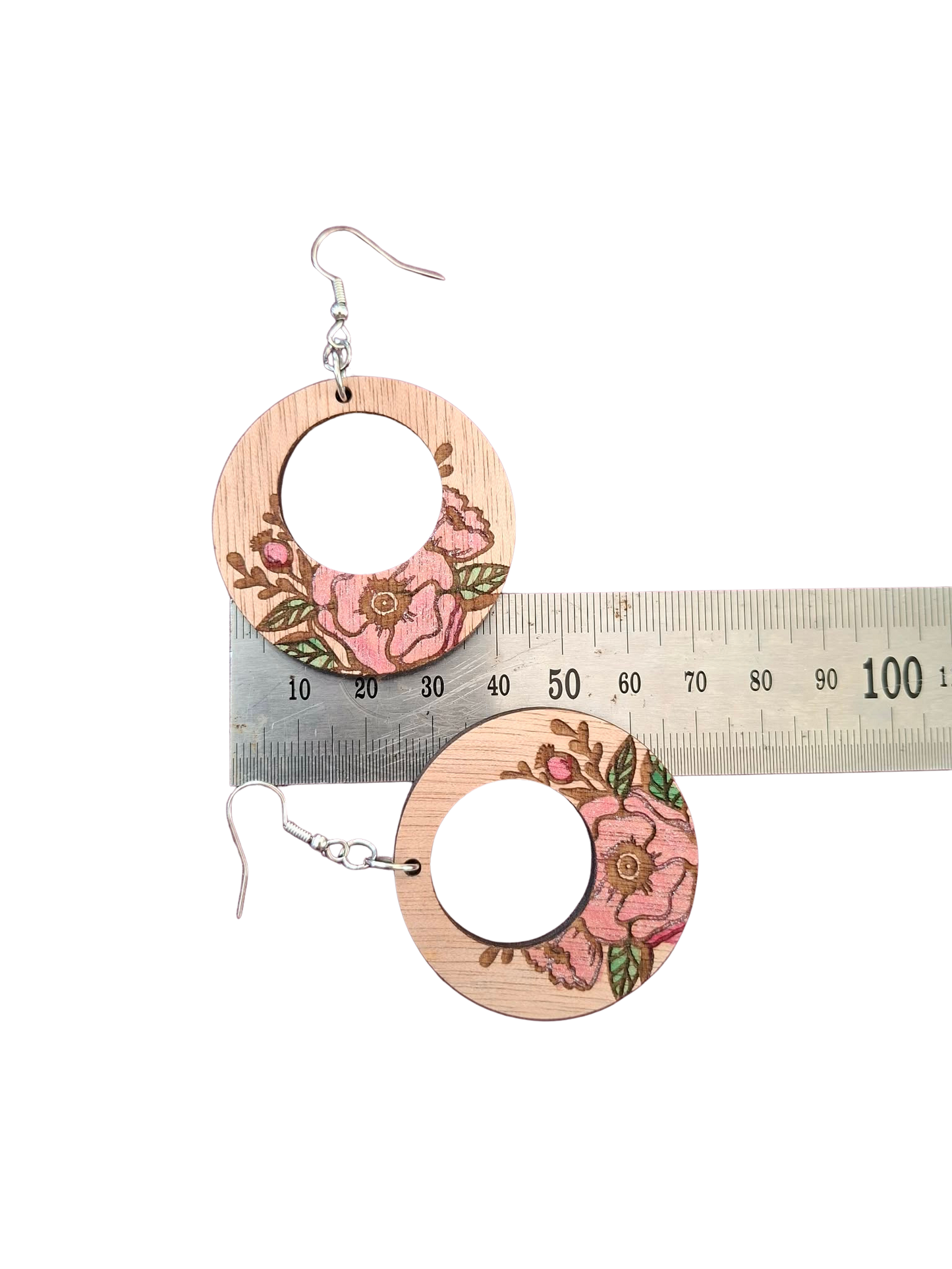 Hand painted wooden earrings