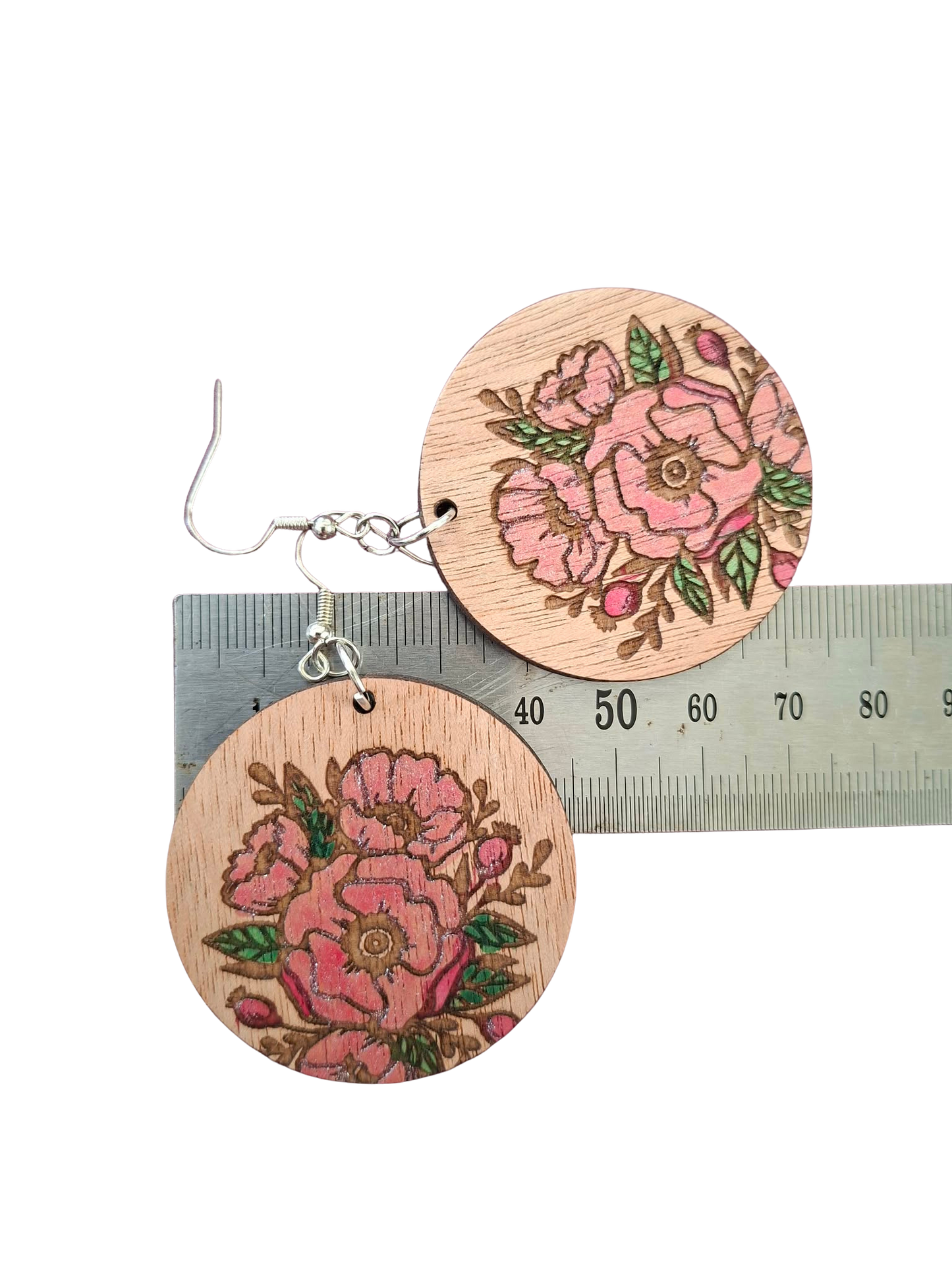 Hand painted wooden earrings