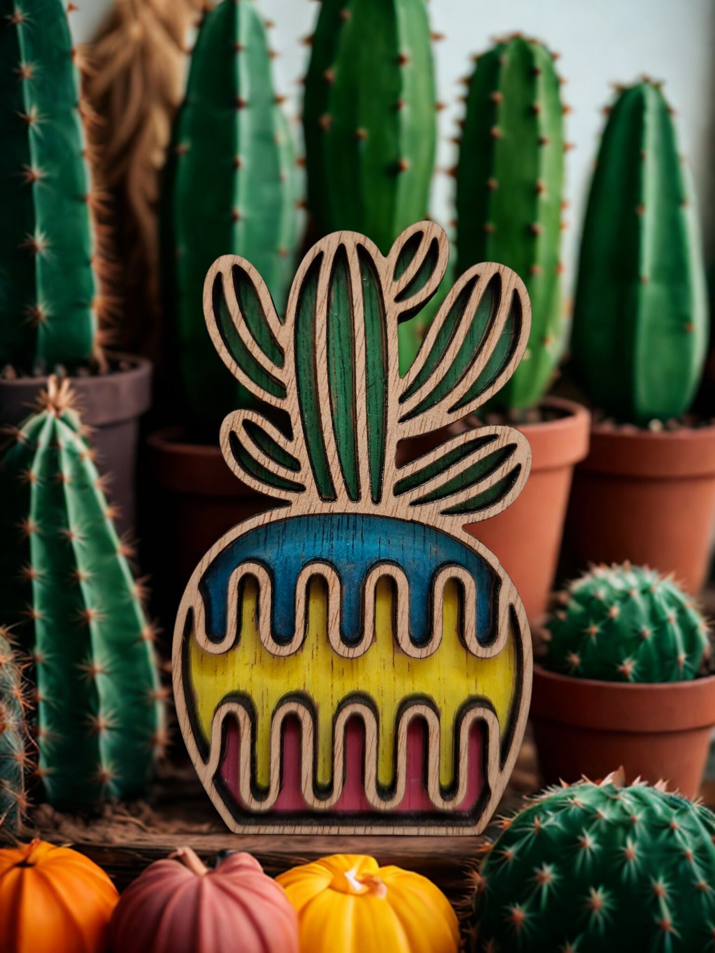 Hand coloured plant magnet