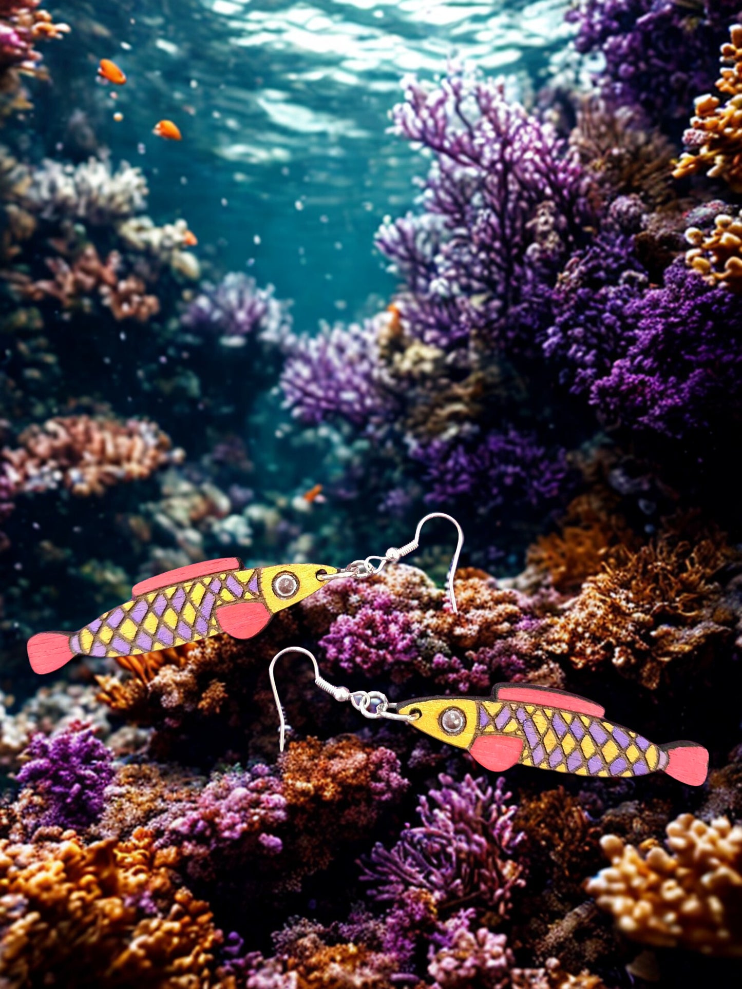 Hand painted fish earrings