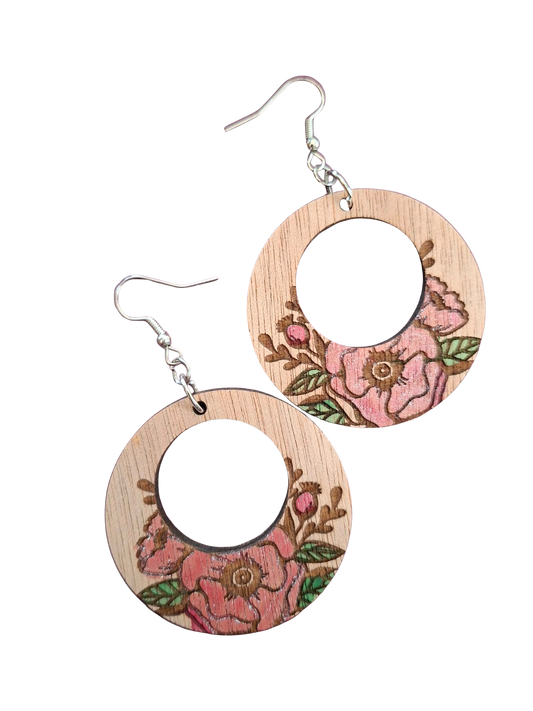 Hand painted wooden earrings
