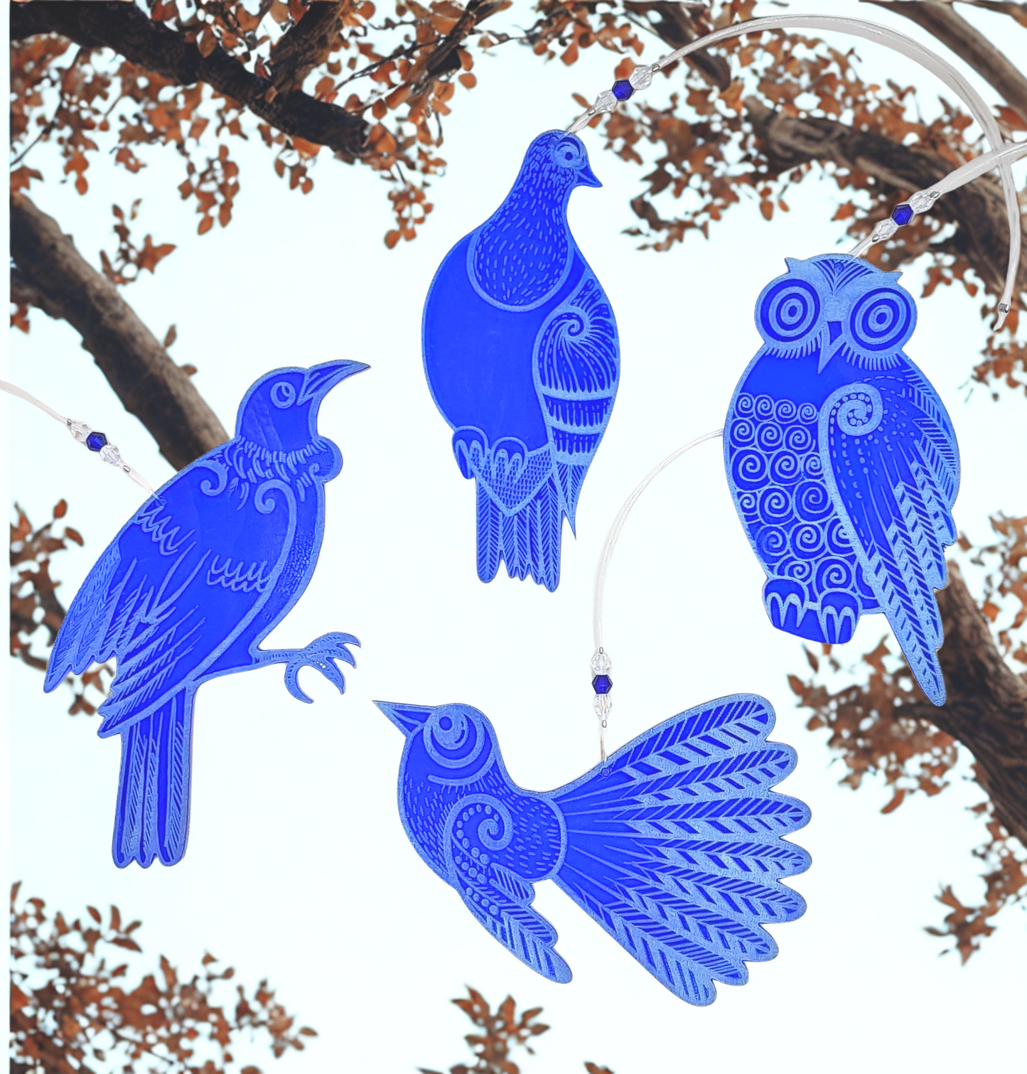 Native birds of NZ set of 4 - laser engraved on acrylic