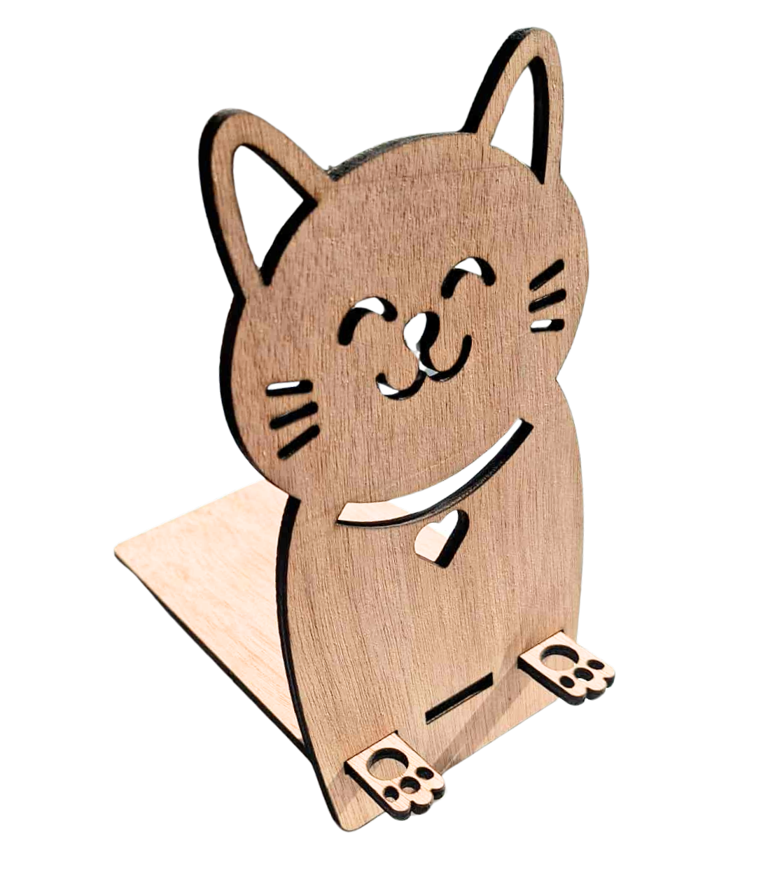 Cat cellphone holder - wood