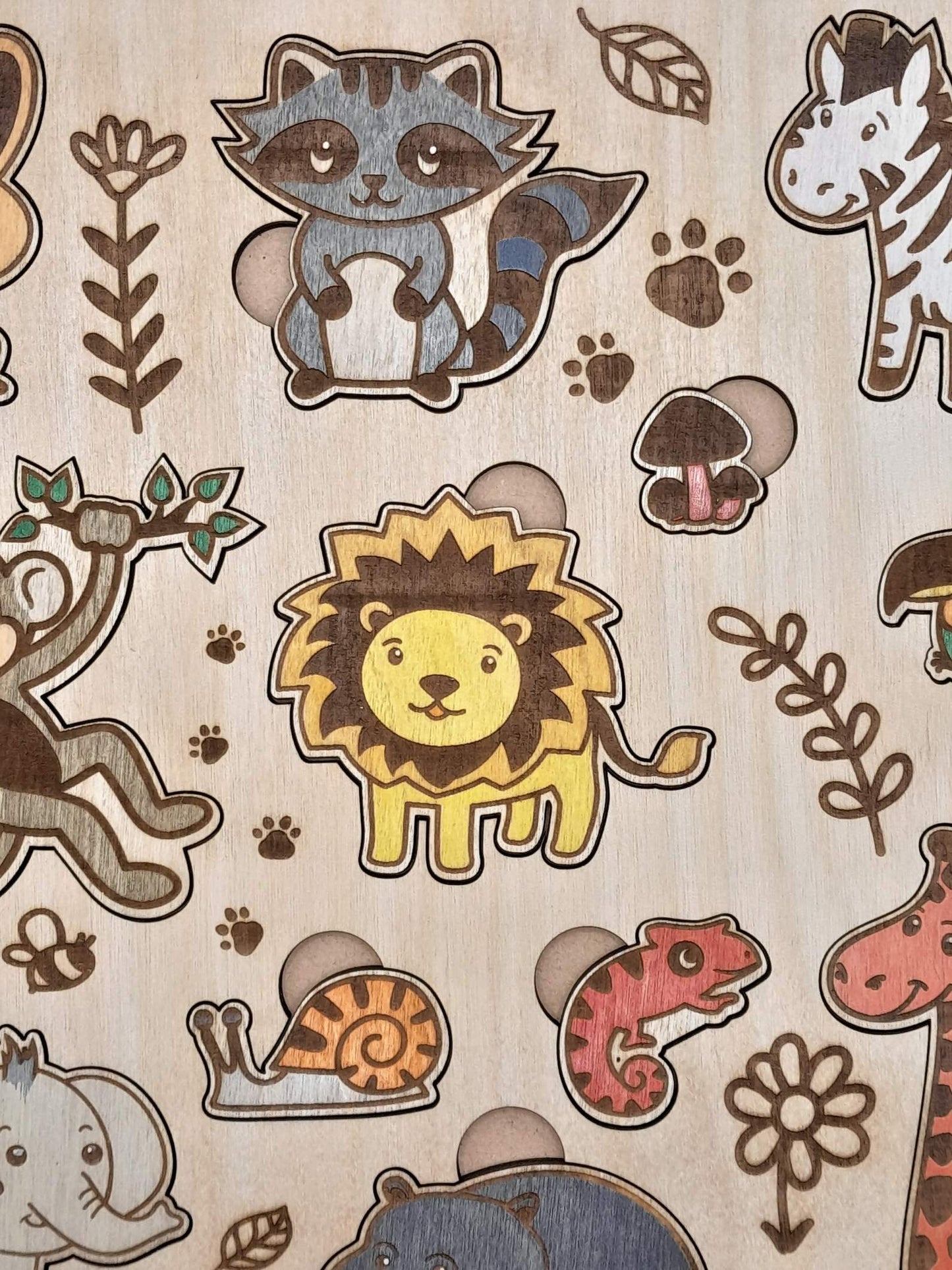 Animals jigsaw puzzle - handmade and painted